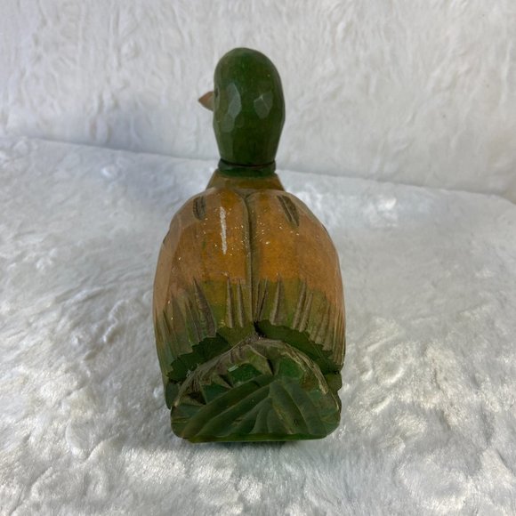 Vintage Solid Carved Wood Hand painted Mallard Duck - Picture 6 of 8